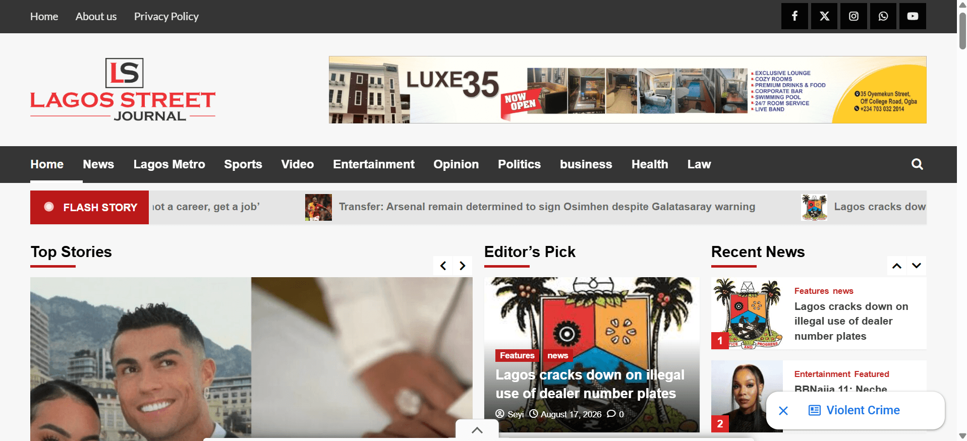 Lagos Street Journal website